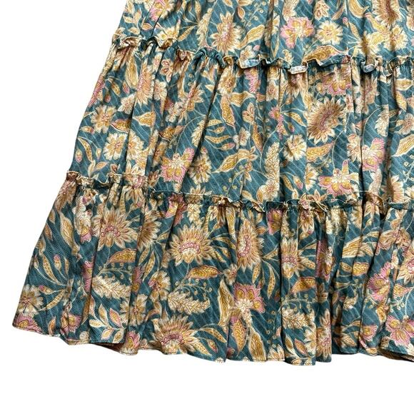 NEW 1.State Women's Floral Print Ruffle Trim Midi Skirt in Green Milieu Size 3X - Picture 5 of 12